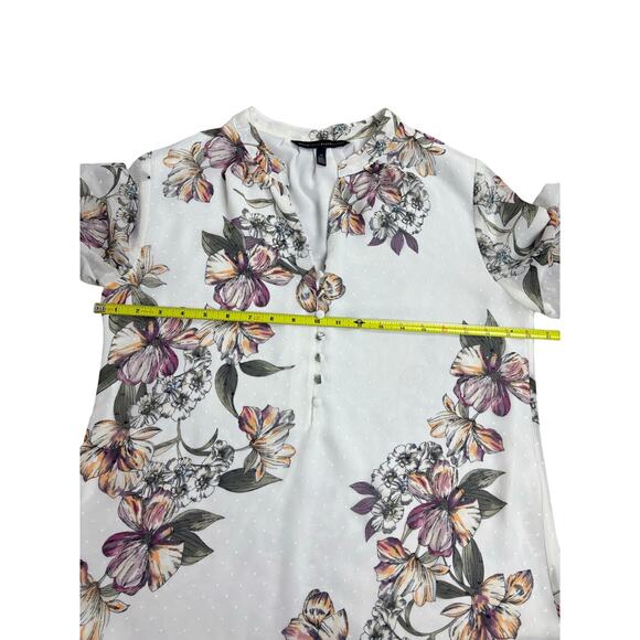 White House Black Market Blouse Women’s 12 Sheer Floral Print 3/4 Sleeve Top - Picture 4 of 7